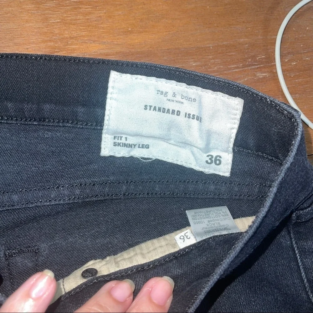 Rag & Bone Standard Issue Fit 1 Skinny Leg Black Jeans Sz 36